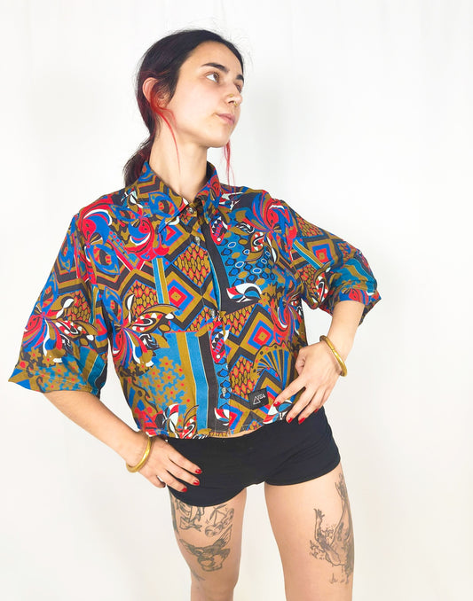 Camisa Cropped Estampada Nut - Aysa Atelier
