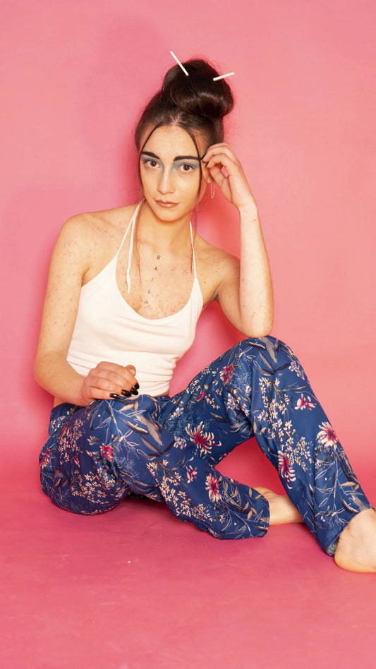 Pantalón Blue Silk Artesanal - Caída Fluida Hecho a Mano España | Aysa Atelier - Aysa Atelier