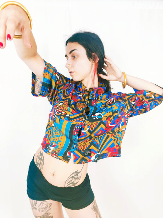 Camisa Cropped Estampada Nut - Aysa Atelier