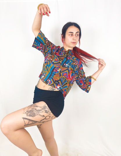 Camisa Cropped Estampada Nut - Aysa Atelier