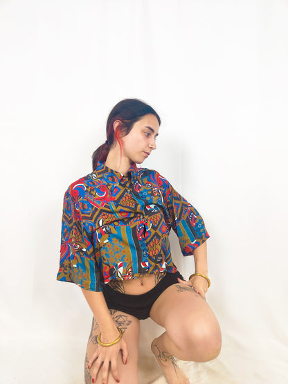 Camisa Cropped Estampada Nut - Aysa Atelier