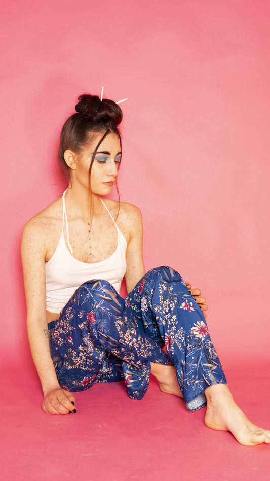 PANTALON BLUE SILK - Aysa Atelier