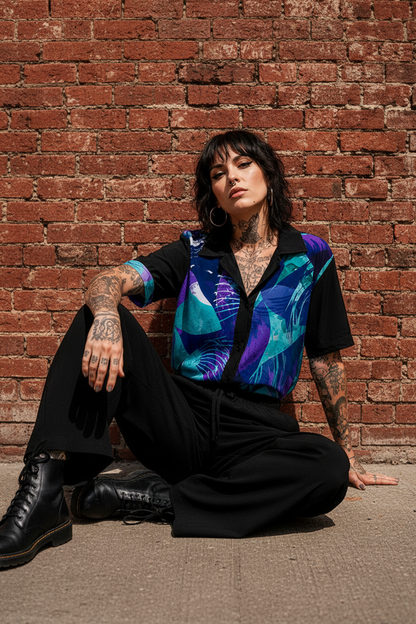Camisa 80's Blue - Sentada