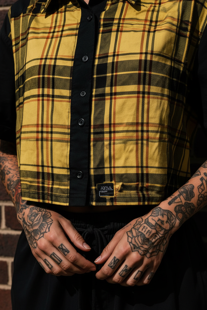 Camisa Cropped Tartan Yellow | Aysa Atelier