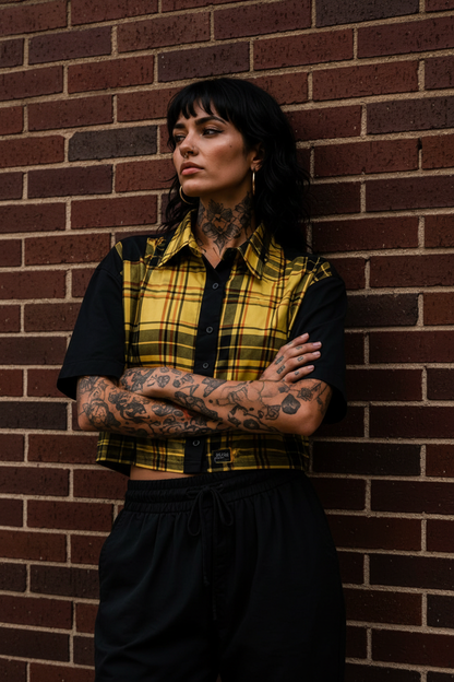 Camisa Cropped Tartan Yellow | Aysa Atelier