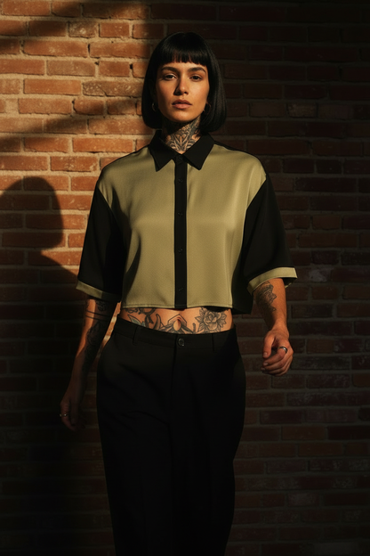 Camisa crooped olive