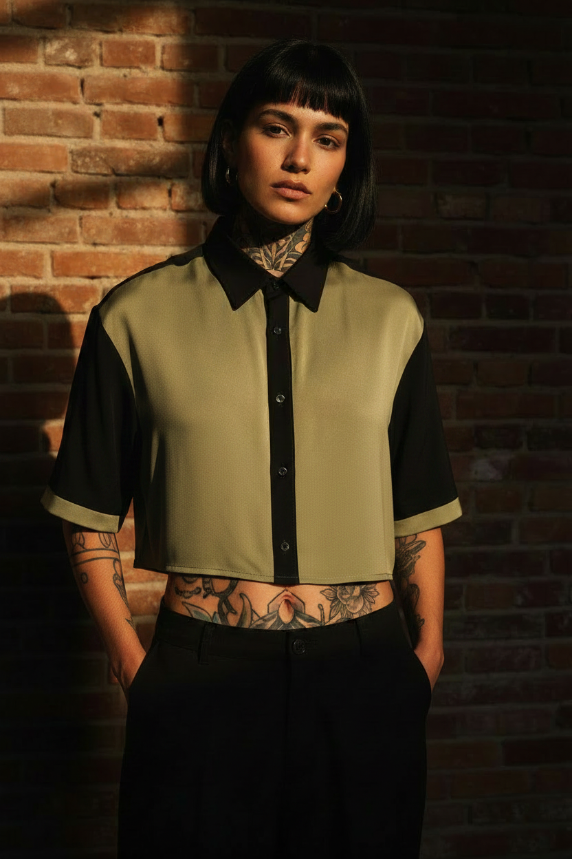 Camisa crooped olive