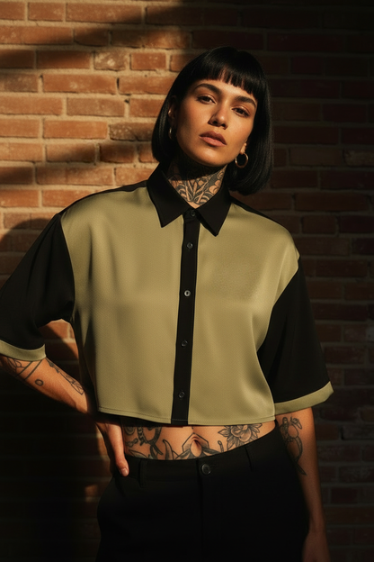 Camisa crooped olive