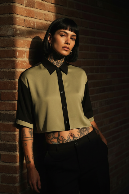 Camisa crooped olive