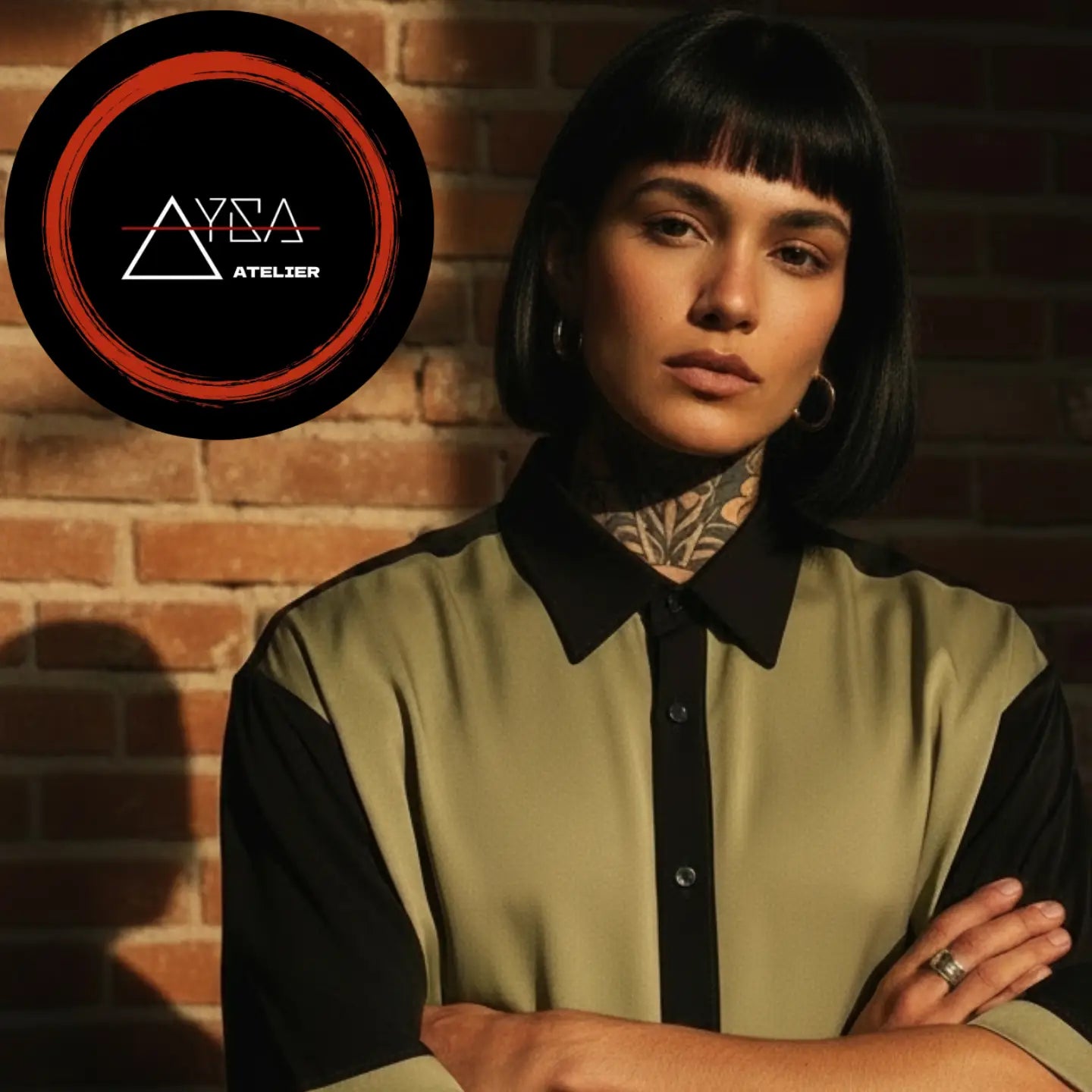 Camisa crooped olive